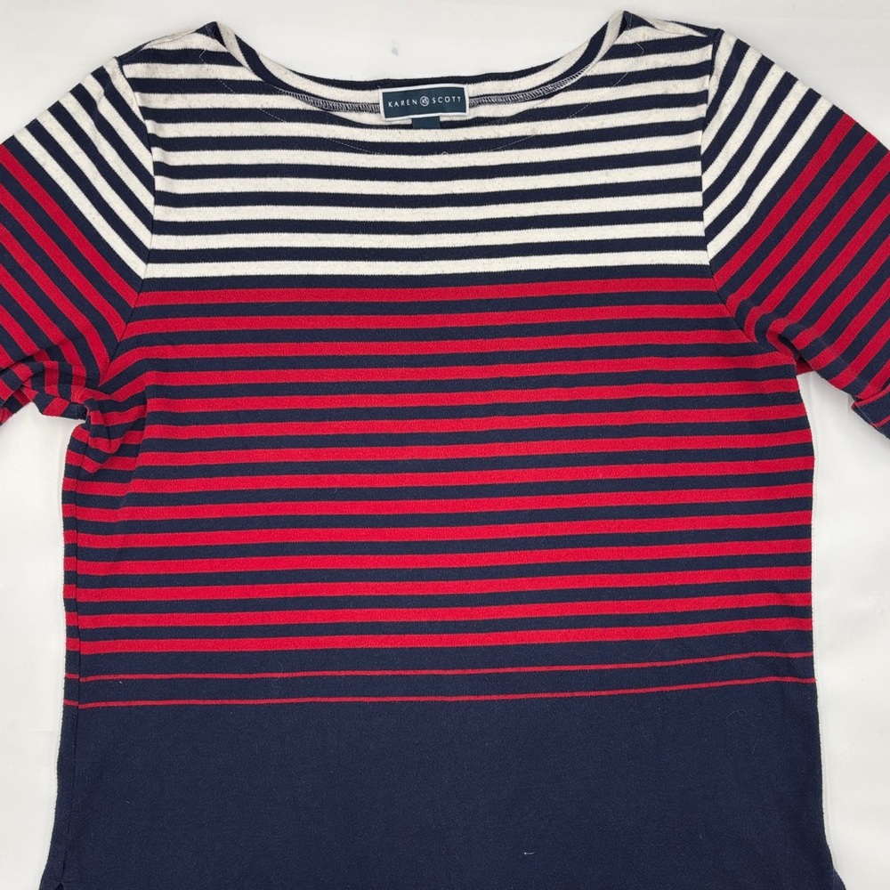 Karen Scott Stripped Short Sleeve T-Shirt